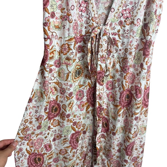 BellanBlue Floral Maxi Print Wrap Dress Size Small Boho Chic Short Sleeve Casual - Picture 4 of 10